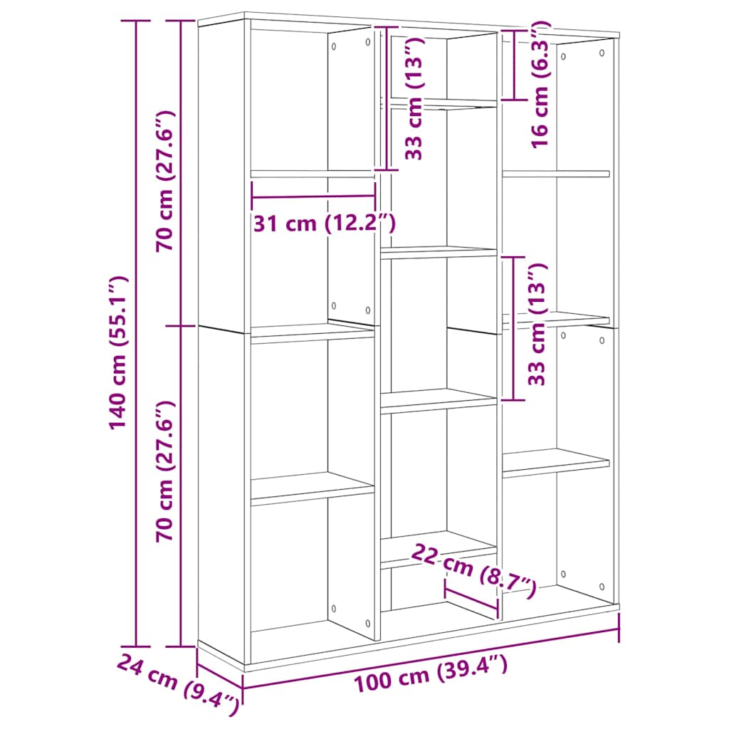 Room Divider/Book Cabinet Old Wood 100x24x140 cm Engineered Wood